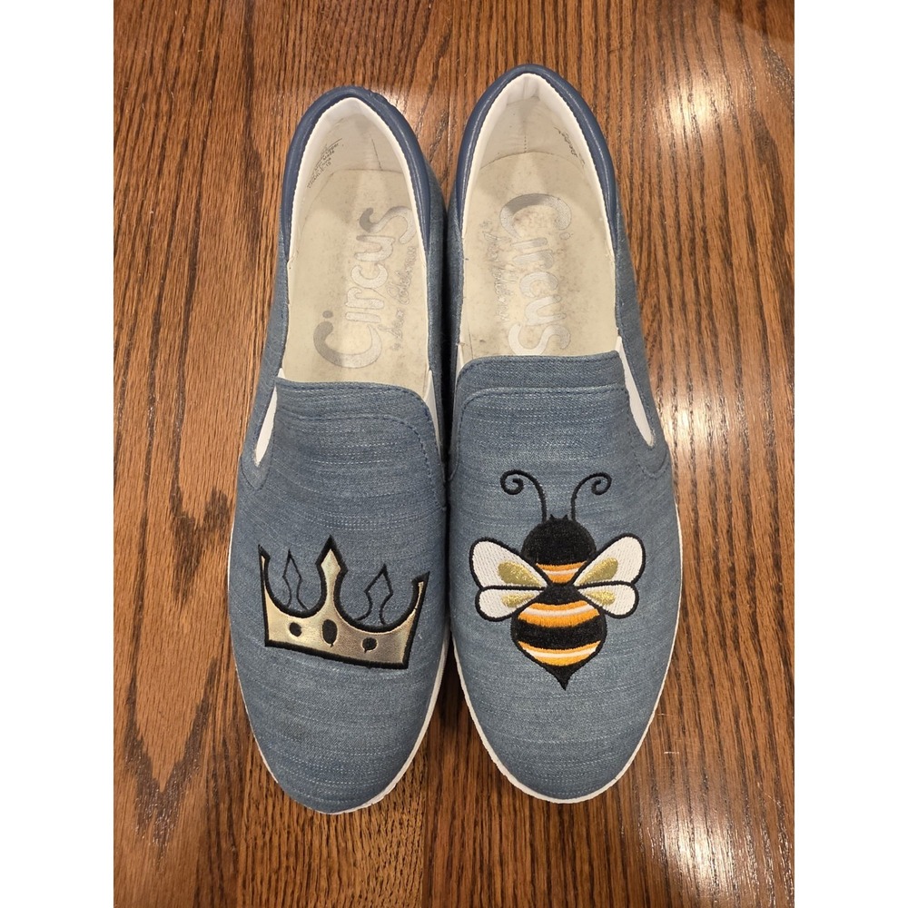 Sam Edelman Circus Womens Shoes Leni Queen Bee Embroidered Espadrille EUC Sz 8.5